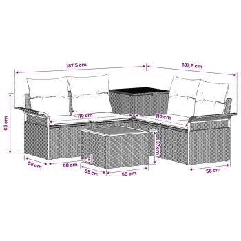 Sofa Set 6 stk. 4-Sitzanzahl Schwarz und Blau