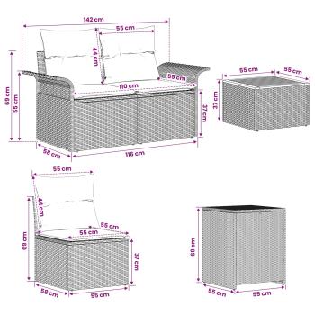 Sofa Set 6 stk. 4-Sitzanzahl Schwarz und Blau