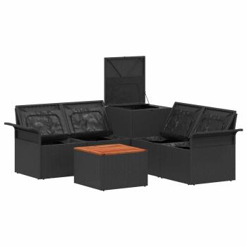 Sofa Set 6 stk. 4-Sitzanzahl Schwarz und Blau