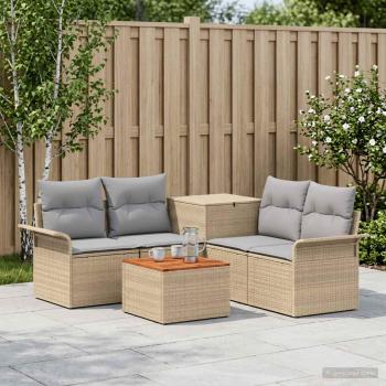 ARDEBO.de - Sofa Set 6 stk. 4-Sitzanzahl Beige und Hellgrau