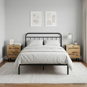ARDEBO.de - Nachttisch 2 Stk. Natur 40 x 33 x 46 cm Massivholz Mango