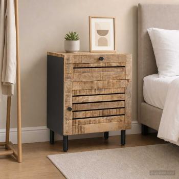 ARDEBO.de - Nachttisch Natur 50 x 33 x 60 cm Massivholz Mango