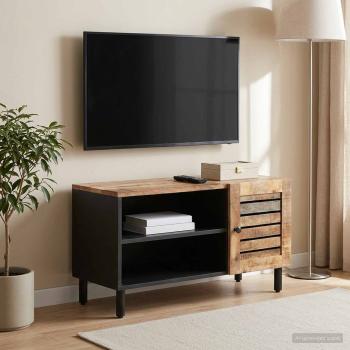 ARDEBO.de - Stauraumschr?nke Natur 80 x 33 x 46 cm Massivholz Mango