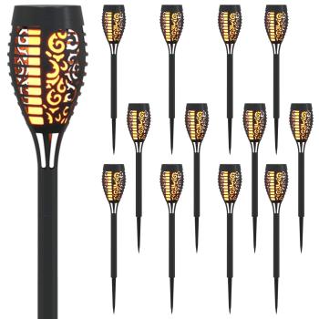 Außen Solarlichter mit Erdnagel 12 Stk. Warmes Weiß 47,5 cm ABS