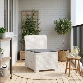 ARDEBO.de - 1-Sitzer Garten-Sofa mit Kissen Rattan-Look PP Weiß