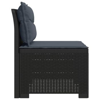 1-Sitzer Garten-Sofa mit Kissen Rattan-Look PP Anthrazit