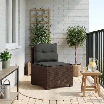 ARDEBO.de - 1-Sitzer Garten-Sofa mit Kissen Rattan-Look PP Braun