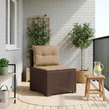 ARDEBO.de - 1-Sitzer Garten-Sofa mit Kissen Rattan-Look PP Braun