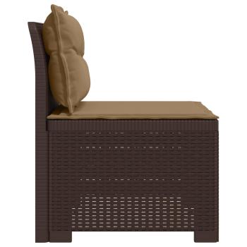 1-Sitzer Garten-Sofa mit Kissen Rattan-Look PP Braun