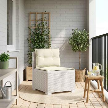 ARDEBO.de - 1-Sitzer Garten-Sofa mit Kissen Rattan-Look PP Weiß