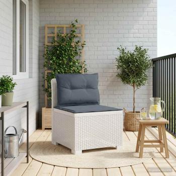 ARDEBO.de - 1-Sitzer Garten-Sofa mit Kissen Rattan-Look PP Weiß