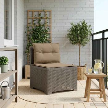 ARDEBO.de - 1-Sitzer Garten-Sofa mit Kissen Rattan-Look PP Hellgrau