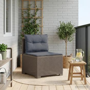ARDEBO.de - 1-Sitzer Garten-Sofa mit Kissen Rattan-Look PP Hellgrau