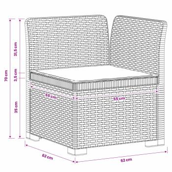 1-Sitzer Garten-Sofa mit Kissen Rattan-Look PP Braun