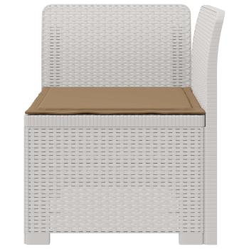1-Sitzer Garten-Sofa mit Kissen Rattan-Look PP Weiß