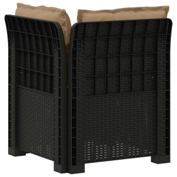 1-Sitzer Garten-Sofa mit Kissen Rattan-Look PP Anthrazit