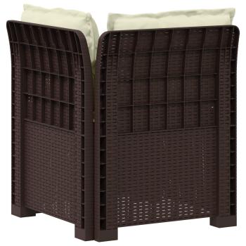 1-Sitzer Garten-Sofa mit Kissen Rattan-Look PP Braun