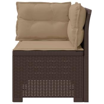 1-Sitzer Garten-Sofa mit Kissen Rattan-Look PP Braun
