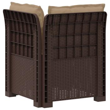 1-Sitzer Garten-Sofa mit Kissen Rattan-Look PP Braun
