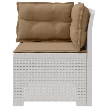 1-Sitzer Garten-Sofa mit Kissen Rattan-Look PP Weiß