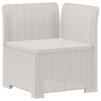 1-Sitzer Garten-Sofa mit Kissen Rattan-Look PP Weiß