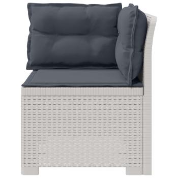 1-Sitzer Garten-Sofa mit Kissen Rattan-Look PP Weiß