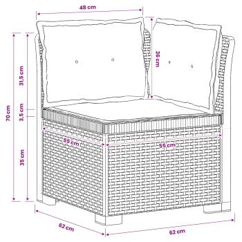 1-Sitzer Garten-Sofa mit Kissen Rattan-Look PP Hellgrau