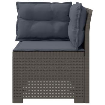 1-Sitzer Garten-Sofa mit Kissen Rattan-Look PP Hellgrau