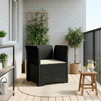 ARDEBO.de - 1-Sitzer Sessel mit Kissen Rattan-Look PP Anthrazit