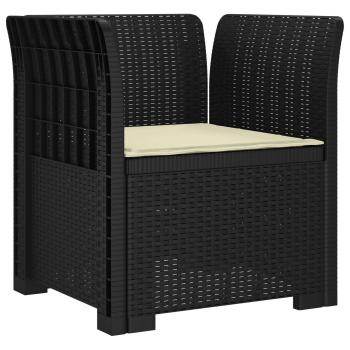 1-Sitzer Sessel mit Kissen Rattan-Look PP Anthrazit