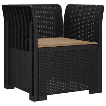 1-Sitzer Sessel mit Kissen Rattan-Look PP Anthrazit