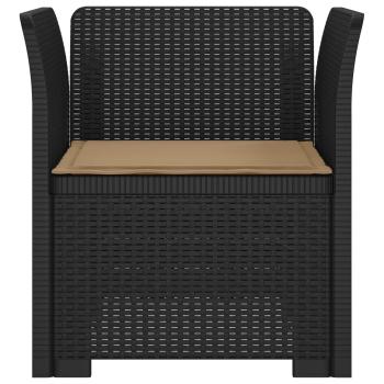 1-Sitzer Sessel mit Kissen Rattan-Look PP Anthrazit