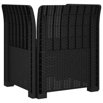 1-Sitzer Sessel mit Kissen Rattan-Look PP Anthrazit