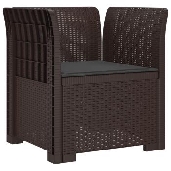 1-Sitzer Sessel mit Kissen Rattan-Look PP Braun