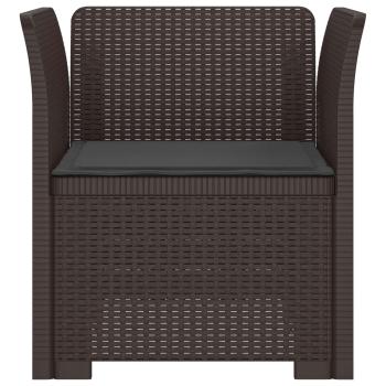 1-Sitzer Sessel mit Kissen Rattan-Look PP Braun