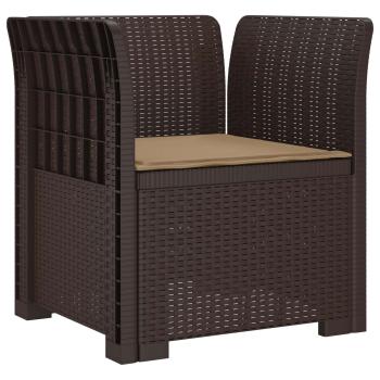 1-Sitzer Sessel mit Kissen Rattan-Look PP Braun