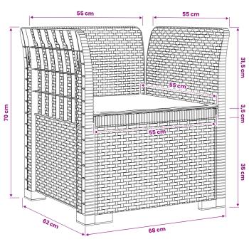 1-Sitzer Sessel mit Kissen Rattan-Look PP Braun