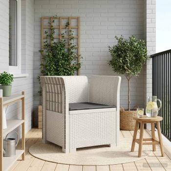 ARDEBO.de - 1-Sitzer Sessel mit Kissen Rattan-Look PP Weiß