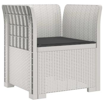 1-Sitzer Sessel mit Kissen Rattan-Look PP Weiß
