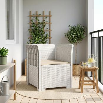 ARDEBO.de - 1-Sitzer Sessel mit Kissen Rattan-Look PP Weiß