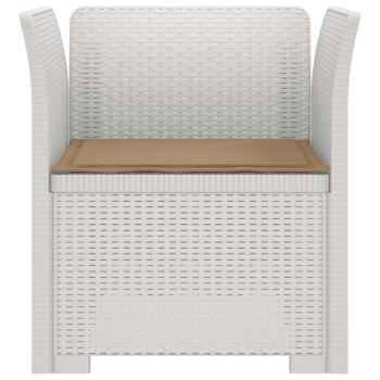 1-Sitzer Sessel mit Kissen Rattan-Look PP Weiß