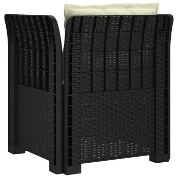 1-Sitzer Sessel mit Kissen Rattan-Look PP Anthrazit