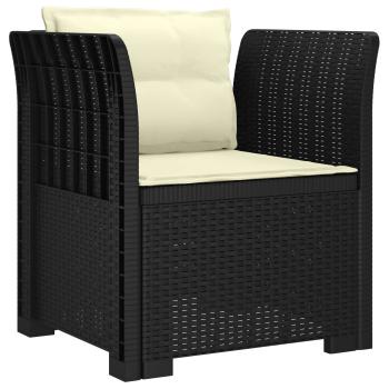 1-Sitzer Sessel mit Kissen Rattan-Look PP Anthrazit