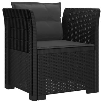 1-Sitzer Sessel mit Kissen Rattan-Look PP Anthrazit