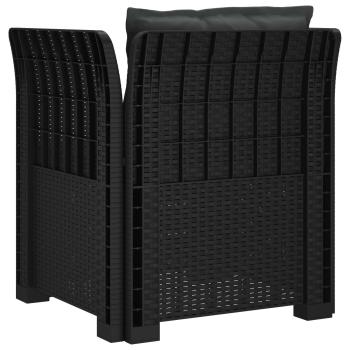 1-Sitzer Sessel mit Kissen Rattan-Look PP Anthrazit