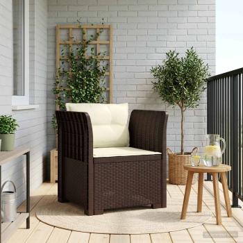 ARDEBO.de - 1-Sitzer Sessel mit Kissen Rattan-Look PP Braun