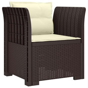 1-Sitzer Sessel mit Kissen Rattan-Look PP Braun