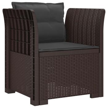1-Sitzer Sessel mit Kissen Rattan-Look PP Braun