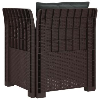 1-Sitzer Sessel mit Kissen Rattan-Look PP Braun