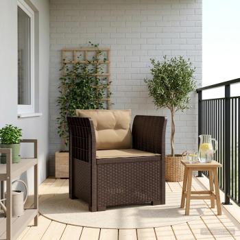 ARDEBO.de - 1-Sitzer Sessel mit Kissen Rattan-Look PP Braun